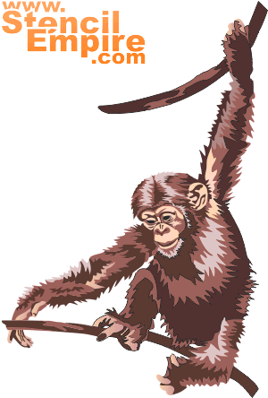 Jeune chimpanzé (Pochoirs avec des animaux et des plantes tropicales)