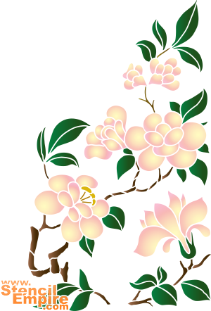 Chinese magnolia - sjabloon voor decoratie