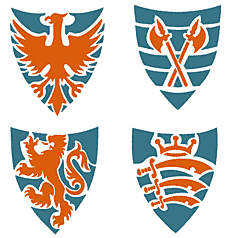 Schilden en wapenschilden - sjabloon voor decoratie