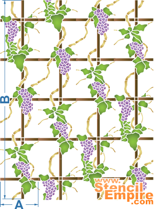 Wijnstok op een latwerk (Sjablonen met tuindingen)