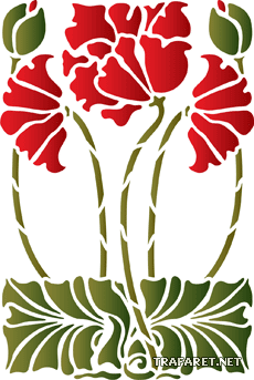 Motif coquelicot B - pochoir pour la décoration