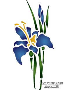 Iris en knop - sjabloon voor decoratie