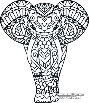 Kant Indische olifant B - sjabloon voor decoratie