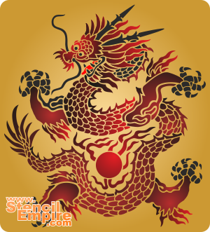 Dragon du soleil - pochoir pour la décoration