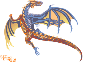 Dragon en vol (Pochoirs avec dragons)