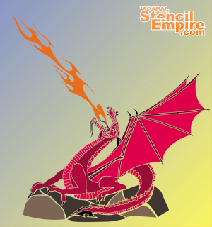 Dragon de feu 2 - pochoir pour la décoration