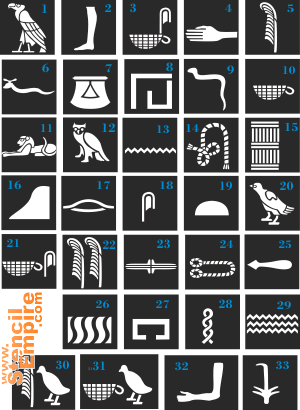 Egyptisch alfabet - sjabloon voor decoratie