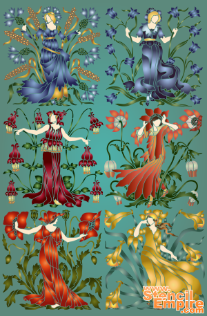 Gevolg van Flora (Stencils van Art Nouveau en Art Deco stijlen)