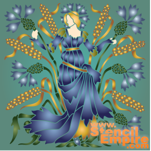 Gevolg van Flora - Korenbloem (Stencils van Art Nouveau en Art Deco stijlen)