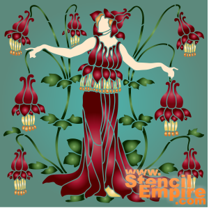 Gevolg van Flora - Columbine (Stencils van Art Nouveau en Art Deco stijlen)