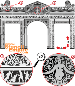 Colonnade (Pochoirs avec les points de repère d'Ephèse)