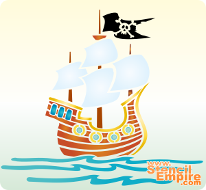 Schip op golven - sjabloon voor decoratie