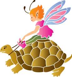 Fee op een schildpad - sjabloon voor decoratie