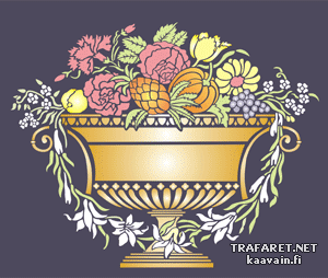 Vase avec fruits et fleurs - pochoir pour la décoration