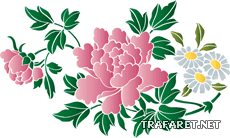 Chrysanten en kamille B - sjabloon voor decoratie