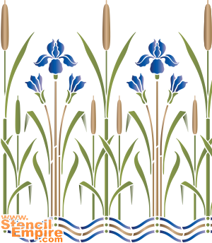 Iris et roseaux - pochoir pour la décoration