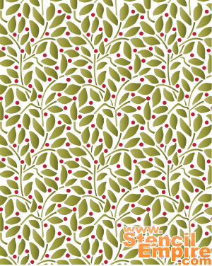 Bladeren en bessen: behang (Muursjablonen met herhalende patronen)