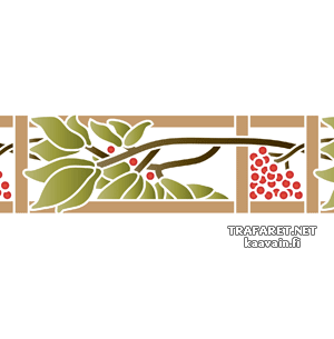 Feuilles et baies : bordure - pochoir pour la décoration