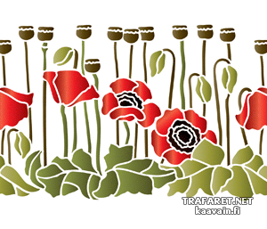 Bordure coquelicot 35 - pochoir pour la décoration