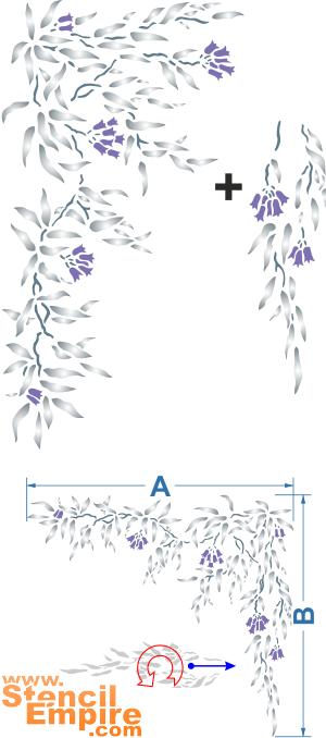 Bordure avec des fleurs de cloche - pochoir pour la décoration