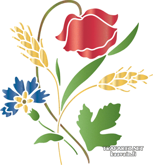 Papaver, korenbloem en aartjes - sjabloon voor decoratie