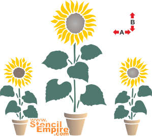 Zonnebloem in een pot - sjabloon voor decoratie