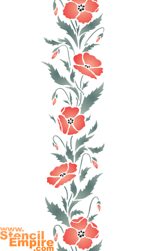 Papaver rand (Stencils met tuin- en veldbloemen)