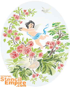 Cherubijn in de tuin - sjabloon voor decoratie