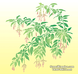Fuchsia tak en bloemen (Stencils met tuin- en veldbloemen)