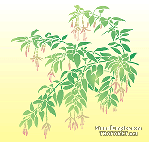 Fuchsia tak en bloemen - sjabloon voor decoratie