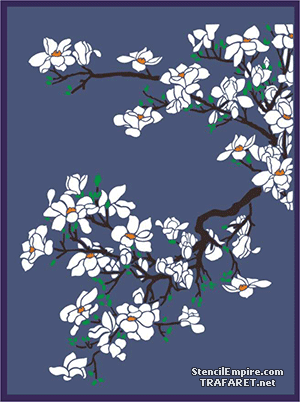 Magnolia tak (Stencils met tuin- en veldbloemen)