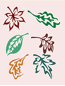 Zes bladeren - sjabloon voor decoratie