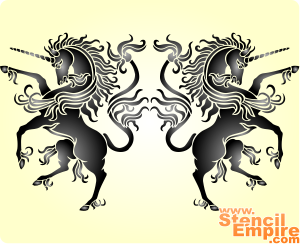 Eenhoorns heraldiek - sjabloon voor decoratie