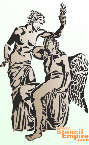 Cupido en Aphrodite - sjabloon voor decoratie