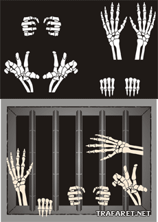 Skelet handen - sjabloon voor decoratie