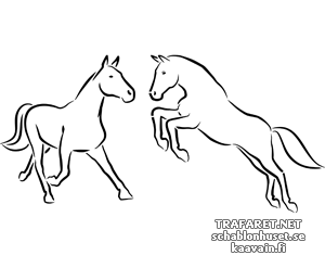 Twee paarden 3a - sjabloon voor decoratie