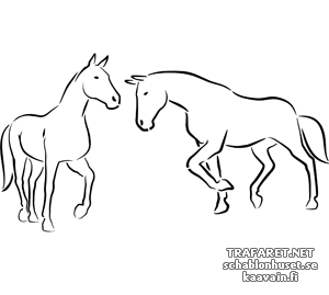 Twee paarden 4a - sjabloon voor decoratie
