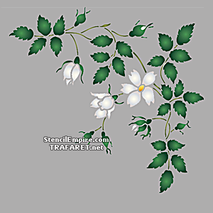 Witte Rozenbottel - hoek motief - sjabloon voor decoratie