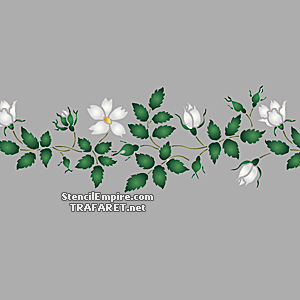 Cynorrhodon blanc - bordure - pochoir pour la décoration