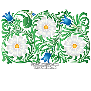 Motif de marguerites et de clochettes - pochoir pour la décoration