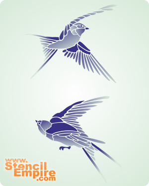 Blauwe vogels - sjabloon voor decoratie
