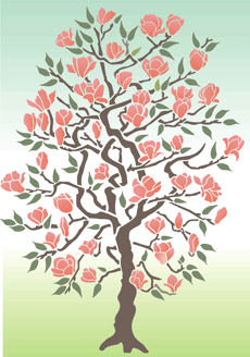 Japanse magnolia - sjabloon voor decoratie