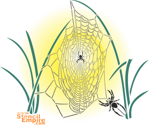Spinnen en spinnenwebben - sjabloon voor decoratie