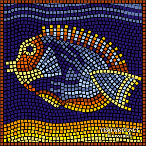 Zwemmende vissen (mozaïek) - sjabloon voor decoratie