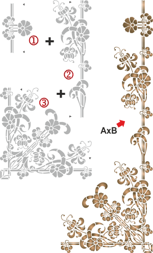 Bloemen en kersen C - sjabloon voor decoratie