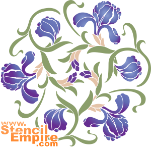 Iris medaillon in oosterse stijl - sjabloon voor decoratie