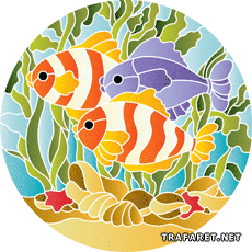 Vissen van de tropen - sjabloon voor decoratie