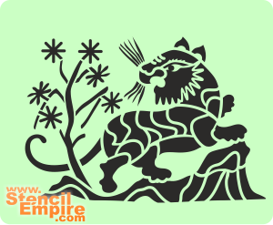 lion chinois - pochoir pour la décoration