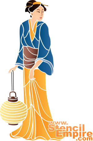 Geisha met lamp - sjabloon voor decoratie