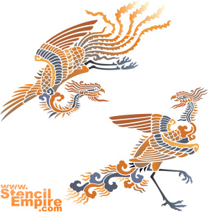 Dansende Phoenix - sjabloon voor decoratie